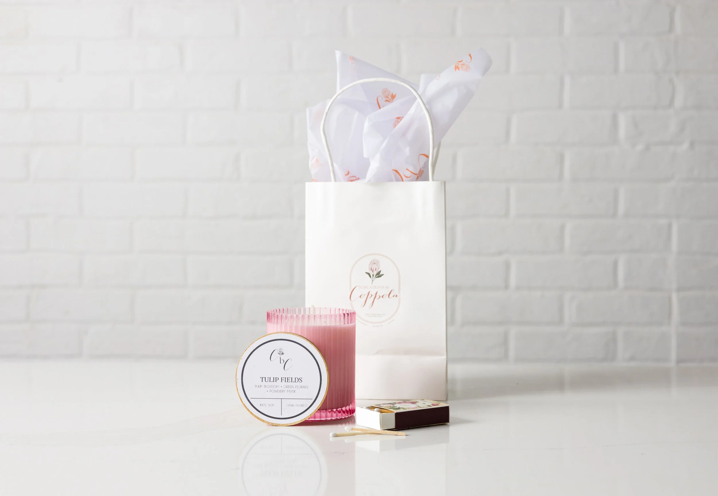 Tulip Fields Soy Candle + Matchbox | Floral Gift Set