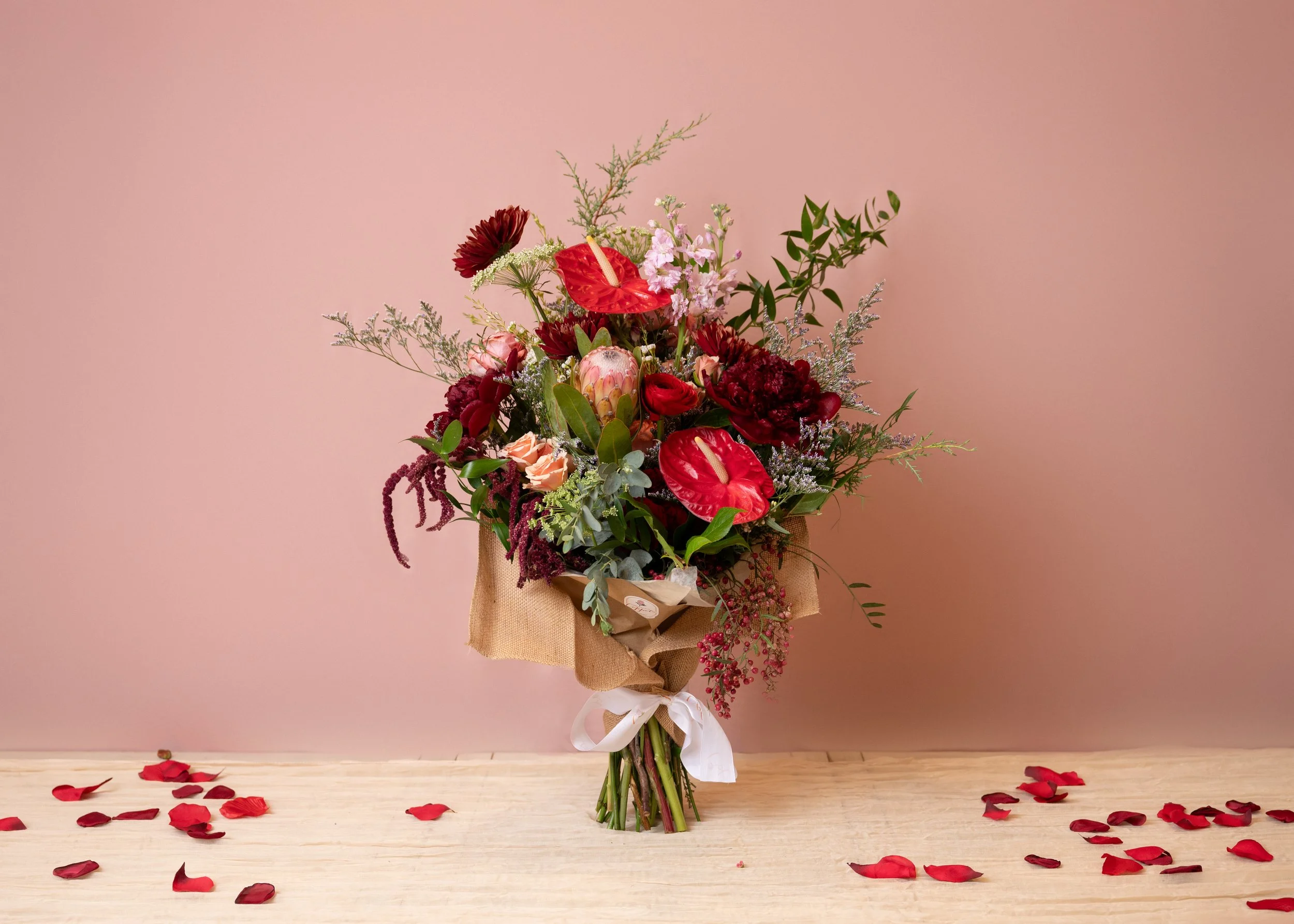 Valentine’s Day flowers, modern bouquet, romantic roses, floral arrangement, Philly flower delivery, South Philadelphia florist, Valentine’s gifts, handcrafted bouquet