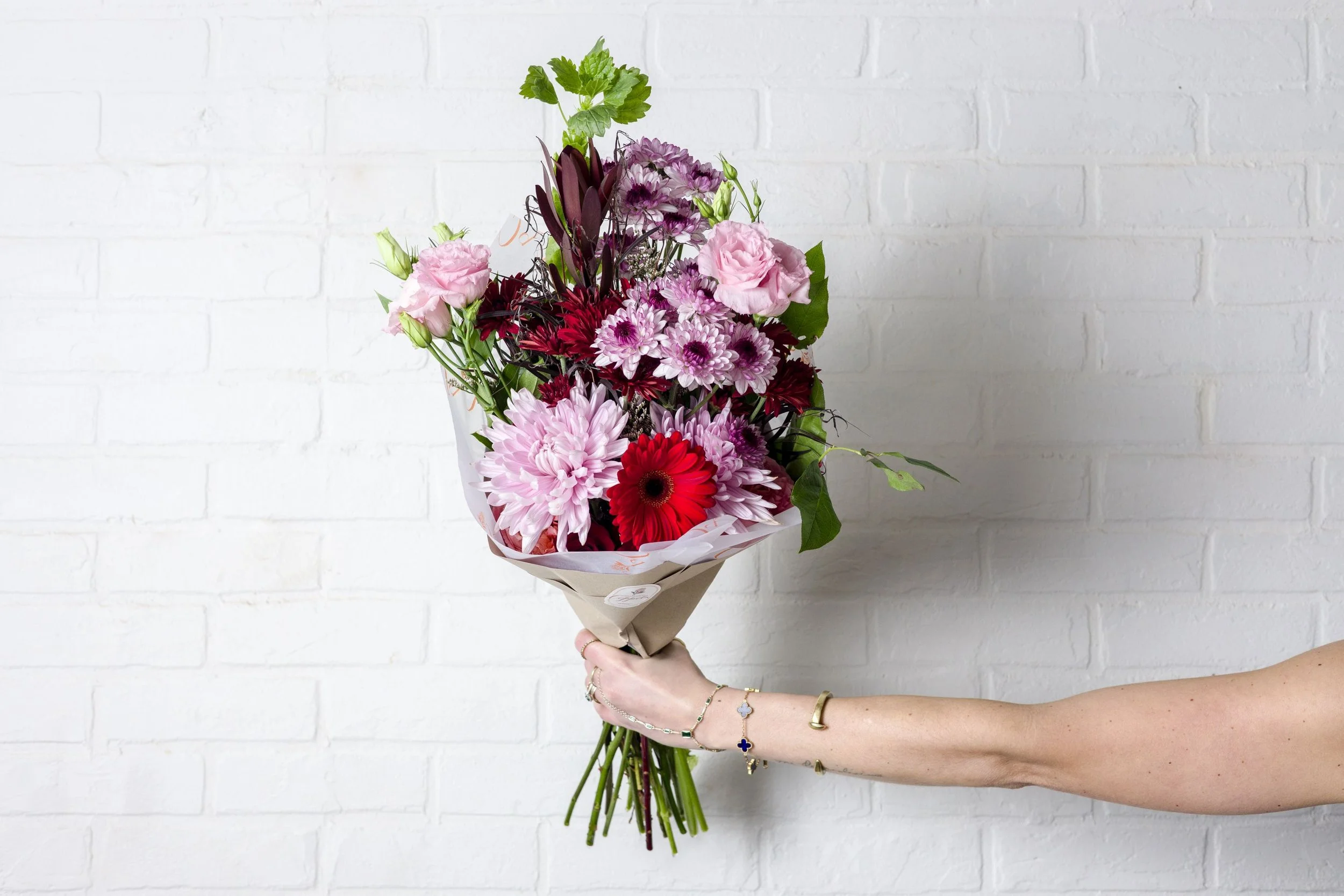 Valentine’s Day flowers, modern bouquet, romantic roses, floral arrangement, Philly flower delivery, South Philadelphia florist, Valentine’s gifts, handcrafted bouquet