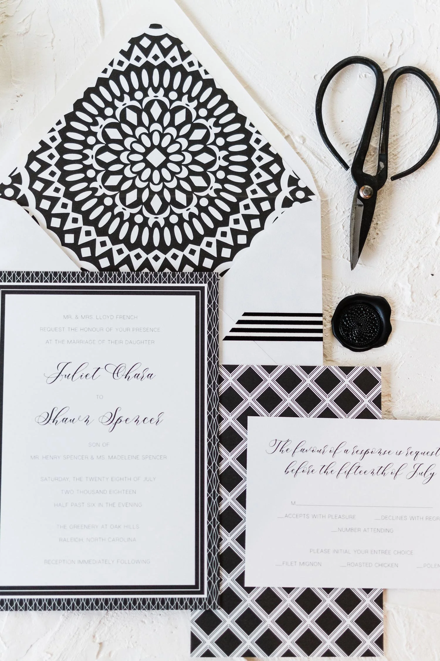 Black and White Geometric  Wedding Invitation Suite by EAlexDesigns