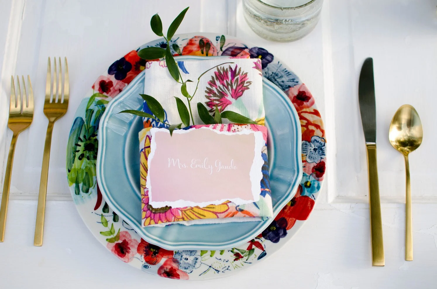 Watercolor Deckled Edge Wedding Place Card by EAlexDesigns