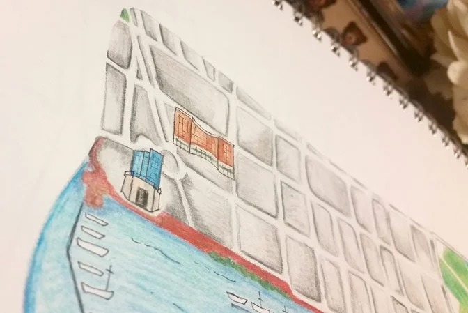 Custom Fells Point, Baltimore, Maryland Colored Pencil Illustration by EAlexDesigns