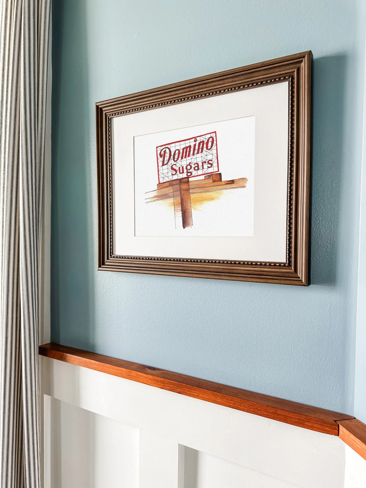 Watercolor fine art print of the Domino Sugars sign in Baltimore City, Maryland.