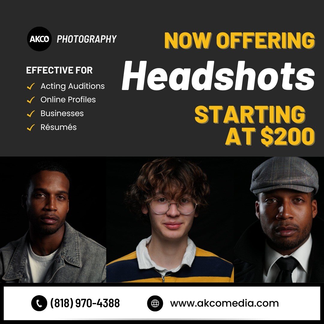 Make a lasting impression with a headshot that truly captures your personality! Our photo service is perfect for professionals, actors, models, and anyone looking to showcase their best selves at an affordable rate. Book your session today by contact