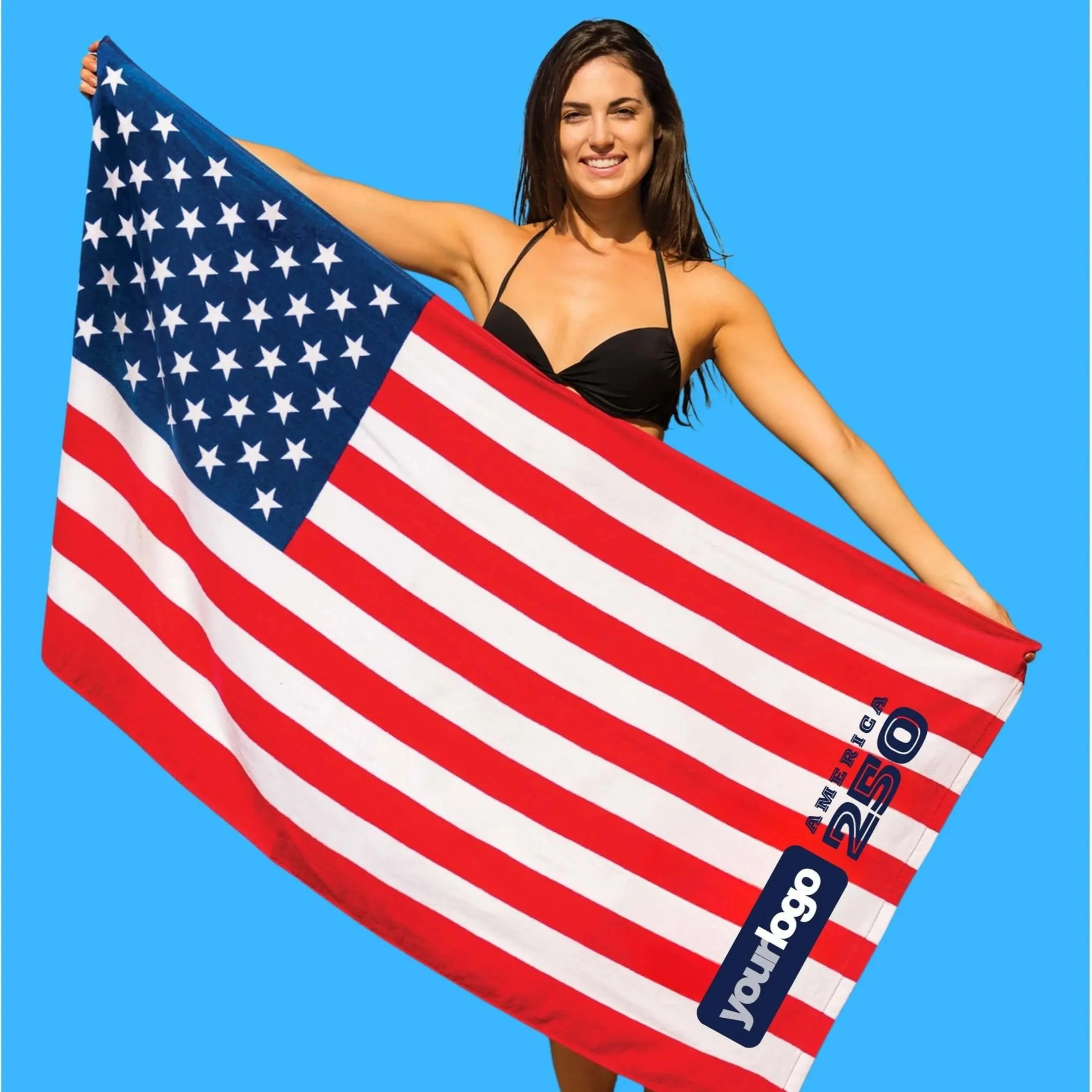 branded american flag 250th logo