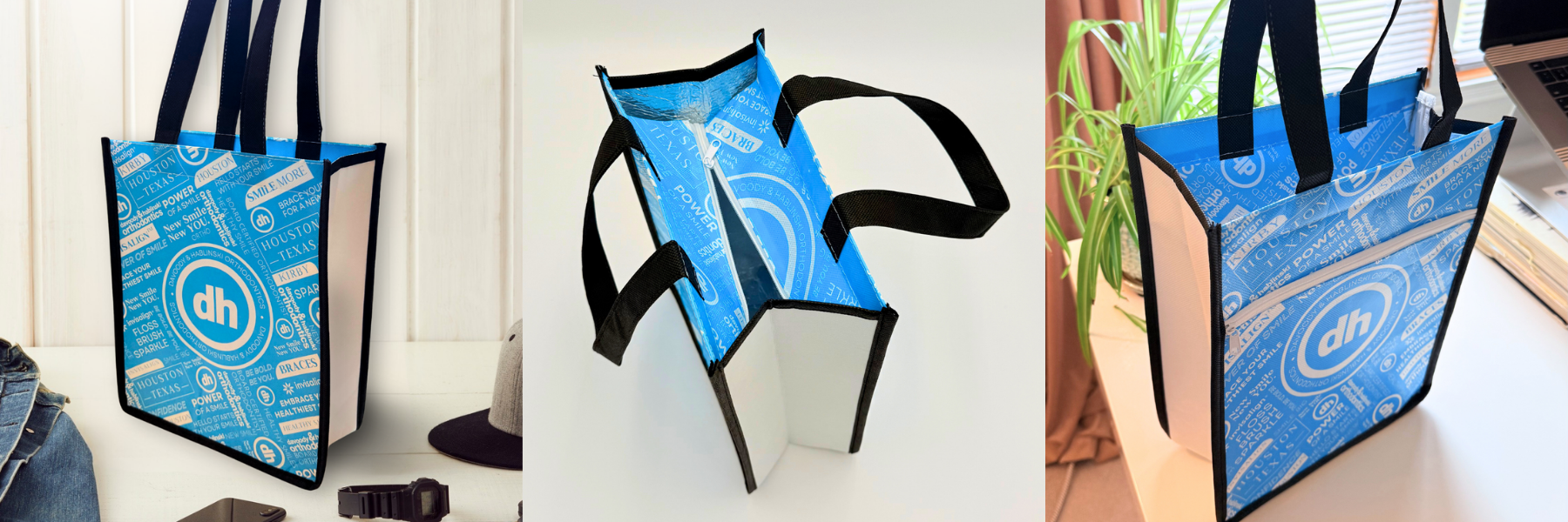 Custom branded Lululemon-style zipped tote bag