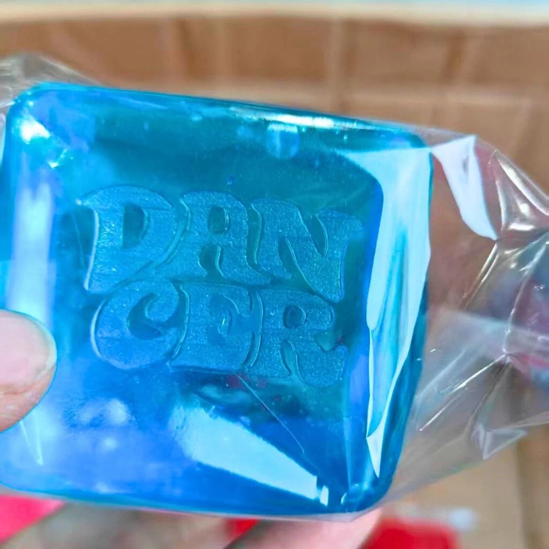 squishy cube heat embossed logo