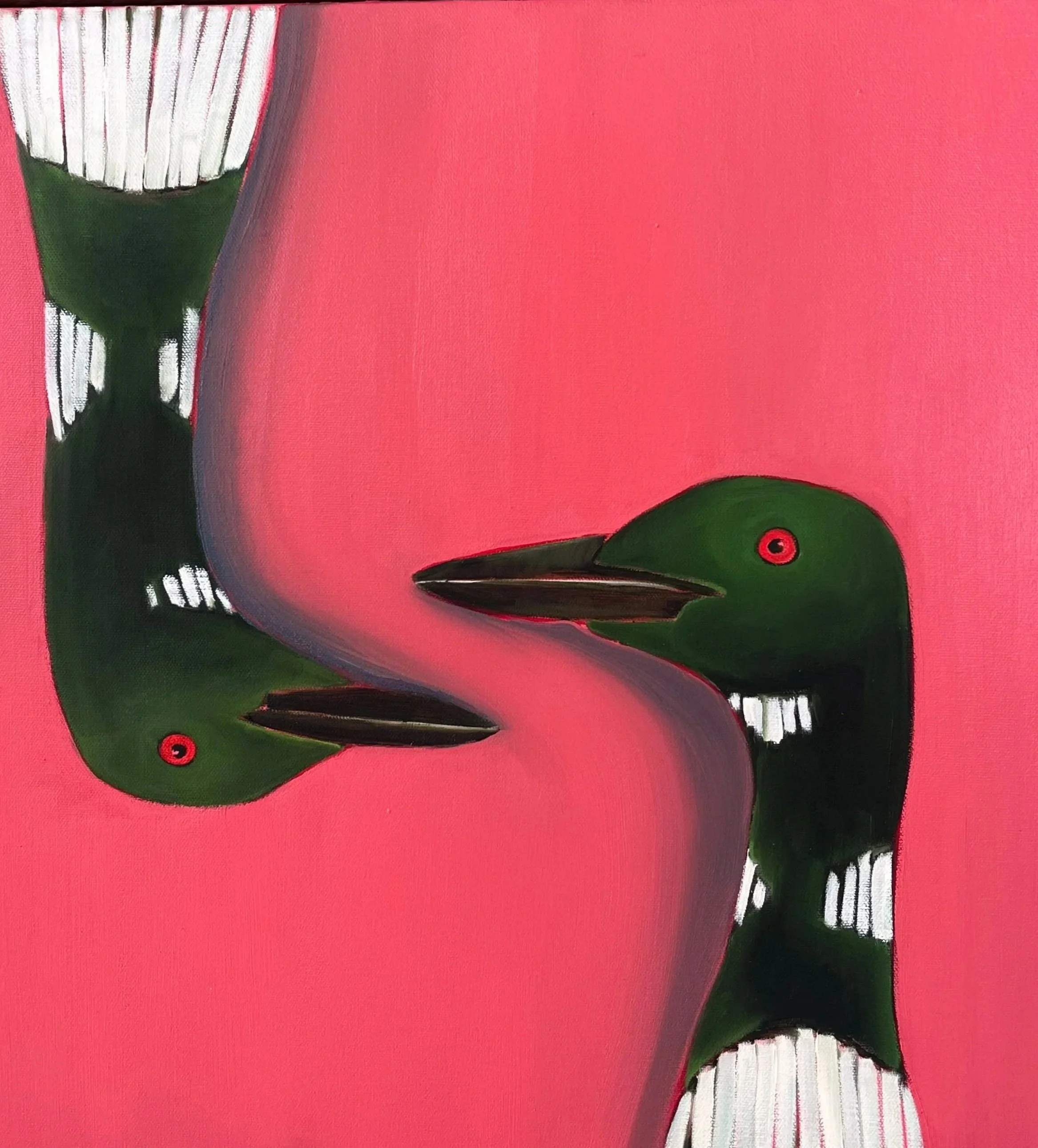 Sold - Loons is a 20"x 20" oil painting
