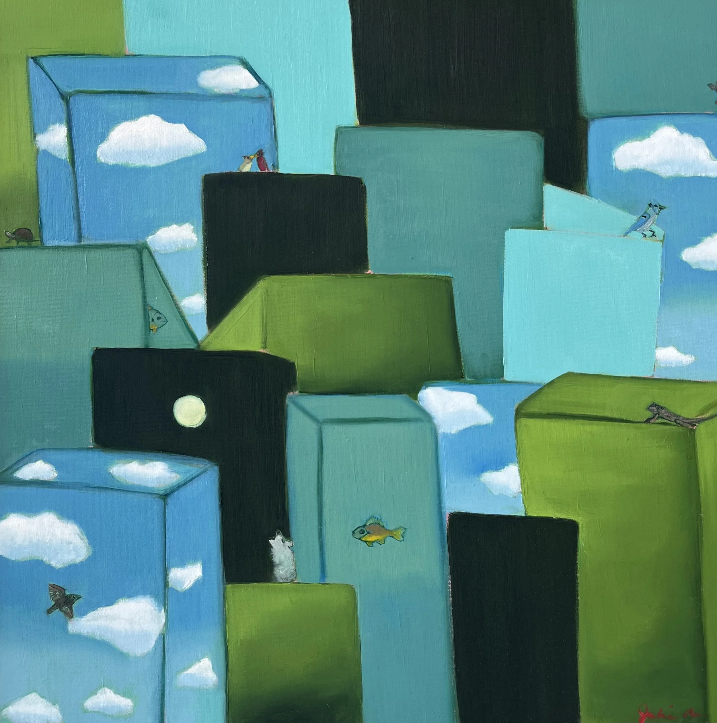 Abstract Scape II is a framed 20"x 20" oil painting