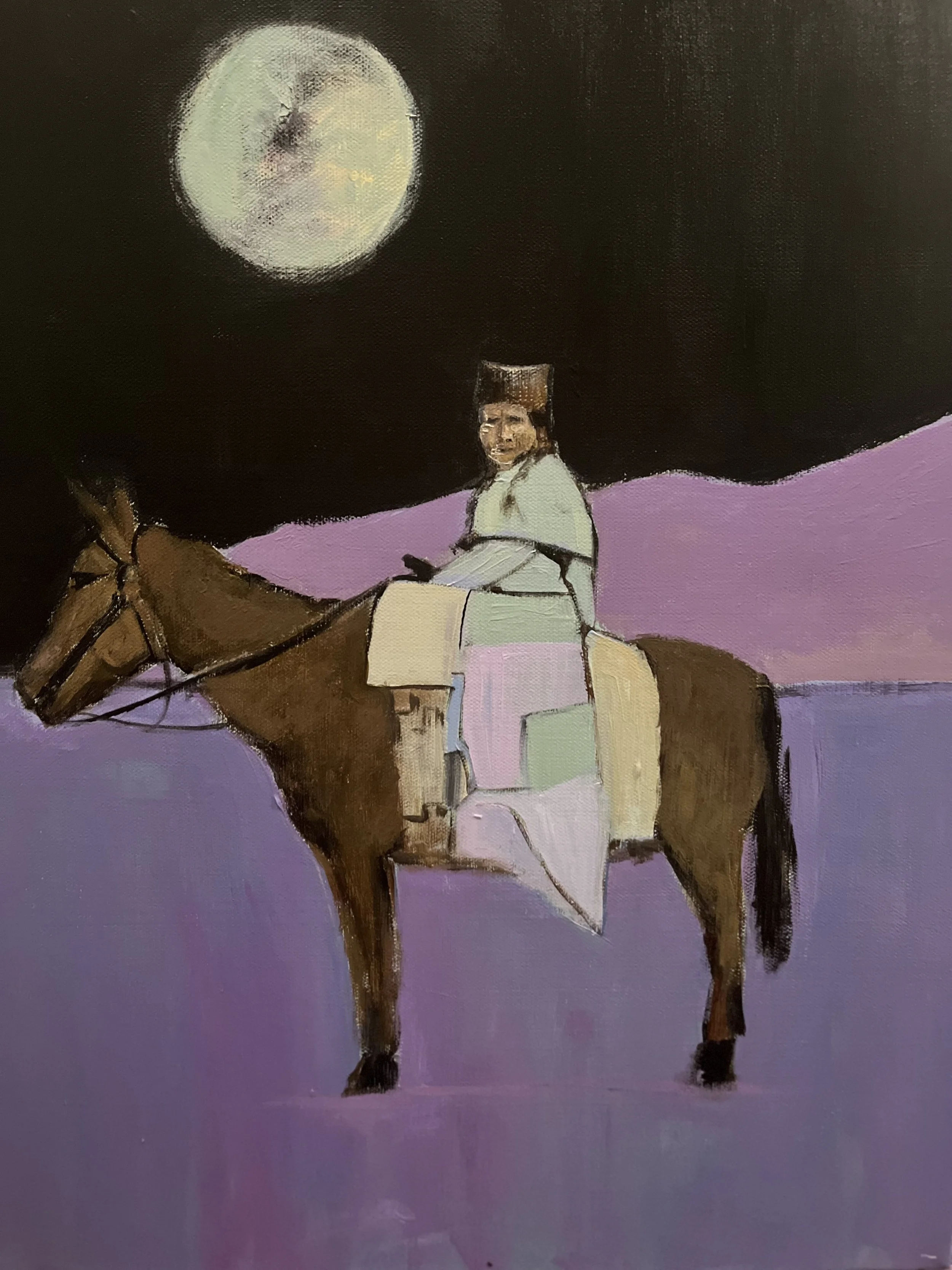 Available in Shop - Comanche Woman and Moon - 16"x20" painting on canvas