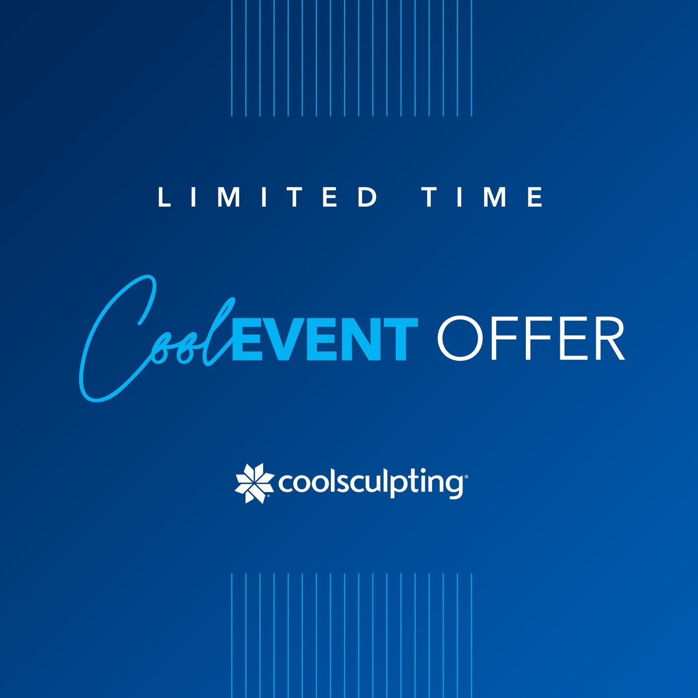 Did you miss our CoolEvent?

For a limited time, we are extending our Special
CoolEvent Offer. 💙❄️

Limited Time: Your Special CoolEvent Offer✨
BUY 4 TREATMENTS GET 4 FREE!

Call our office today at 281.304.6466 to learn more about
CoolSculpting&reg