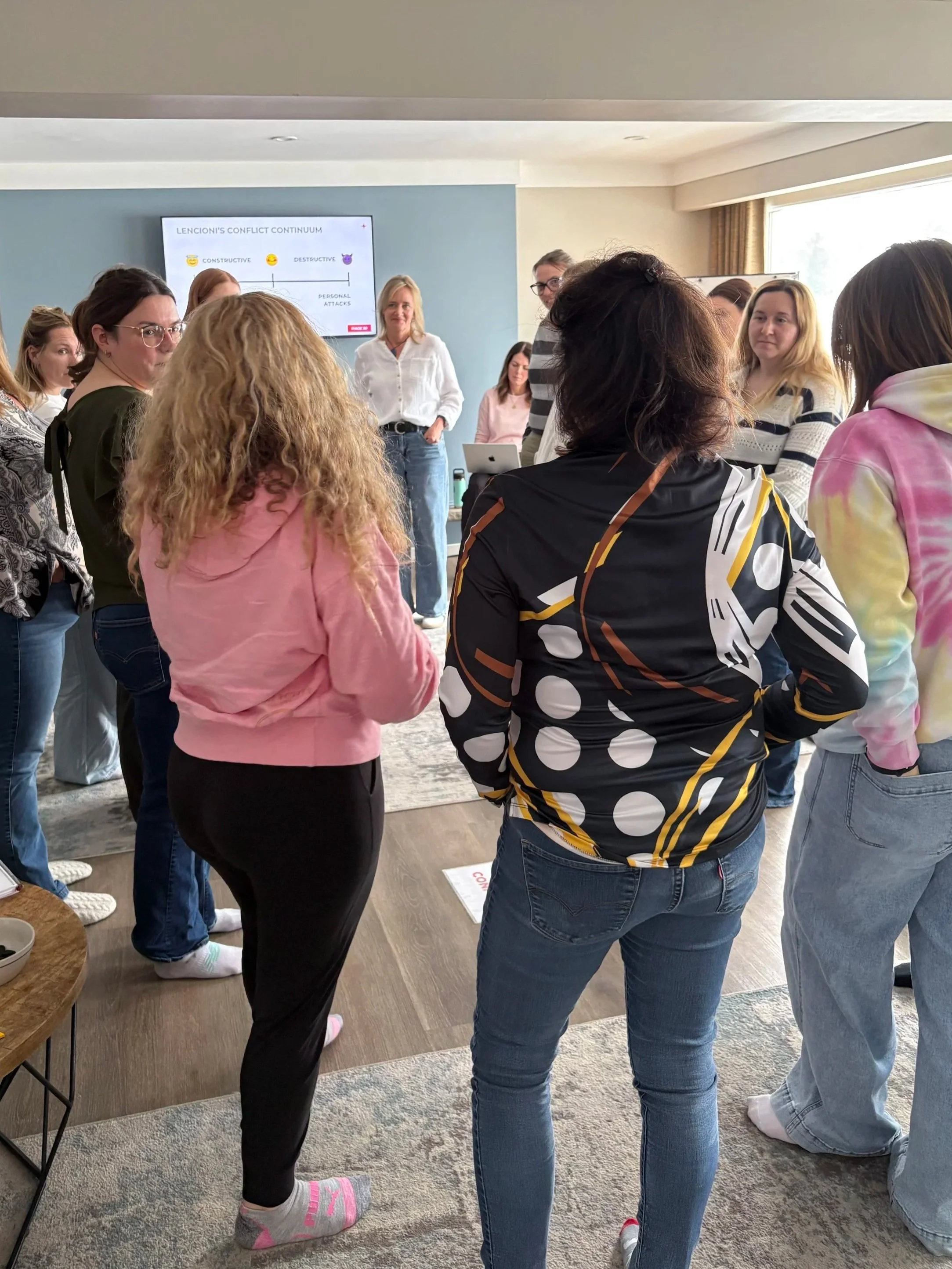 WLI facilitator with a group of women leaders at a retreat