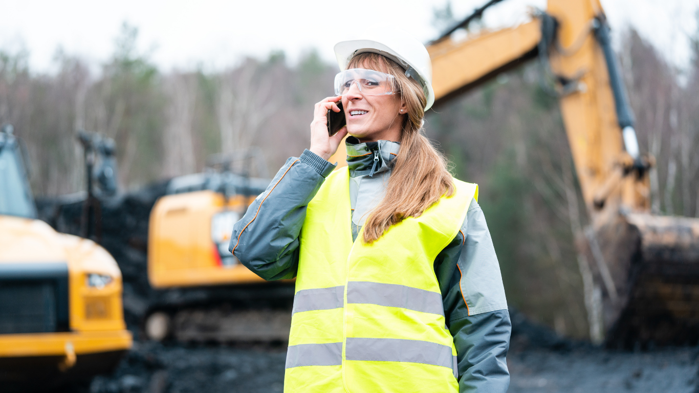Sarah, P.Eng, a WLI participant and mining engineer, in safety gear on site