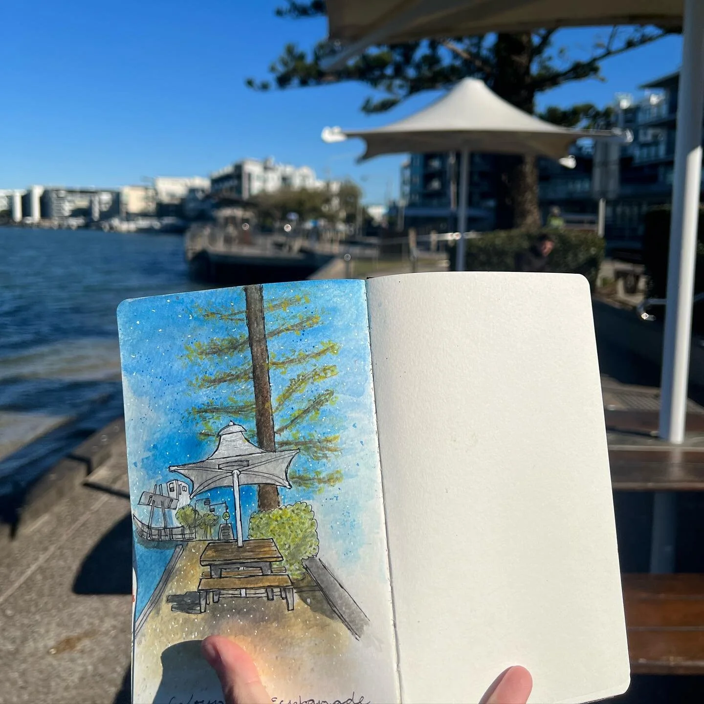 My Urban Sketch of Caloundra Esplanade Bulcock Beach yesterday with some other local urban sketchers. 

#sunshinecoastcouncil #shopcaloundra #caloundra #sunshinecoast #urbansketching #urbansketch #caloundracouncil #sunshinecoasturbansketcher