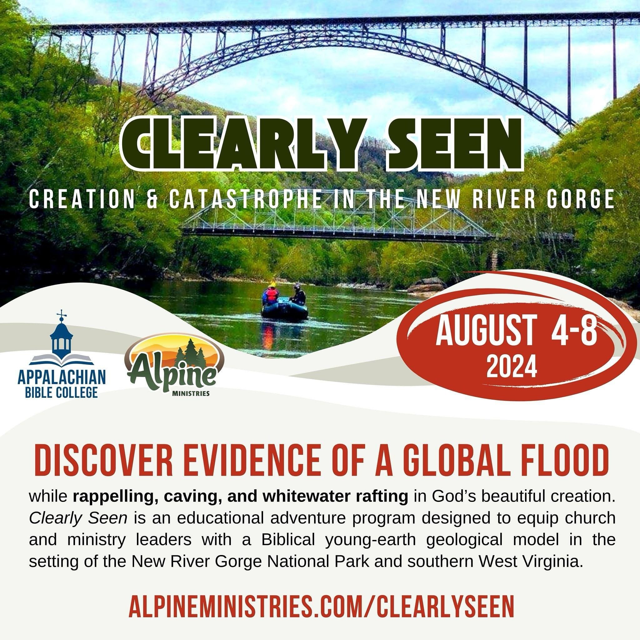 💥New this summer!

Explore the geological evidence for the Bible&rsquo;s account of creation and a global flood, led by professional geologist Tom Rice and @answersingenesis historian Dr. Terry Mortenson.

Our classroom? The New River Gorge!

All th