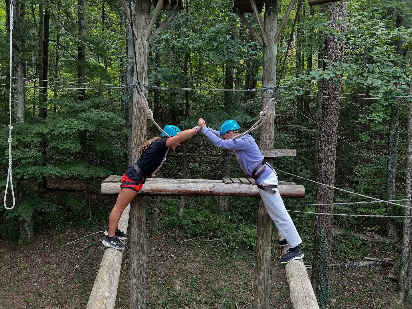Nothing quite like hanging out on the High Ropes Course! 🪢 Have you tried testing your balance and skill on this adventure? 

#alpineadventureswv #highropescourse #challenge