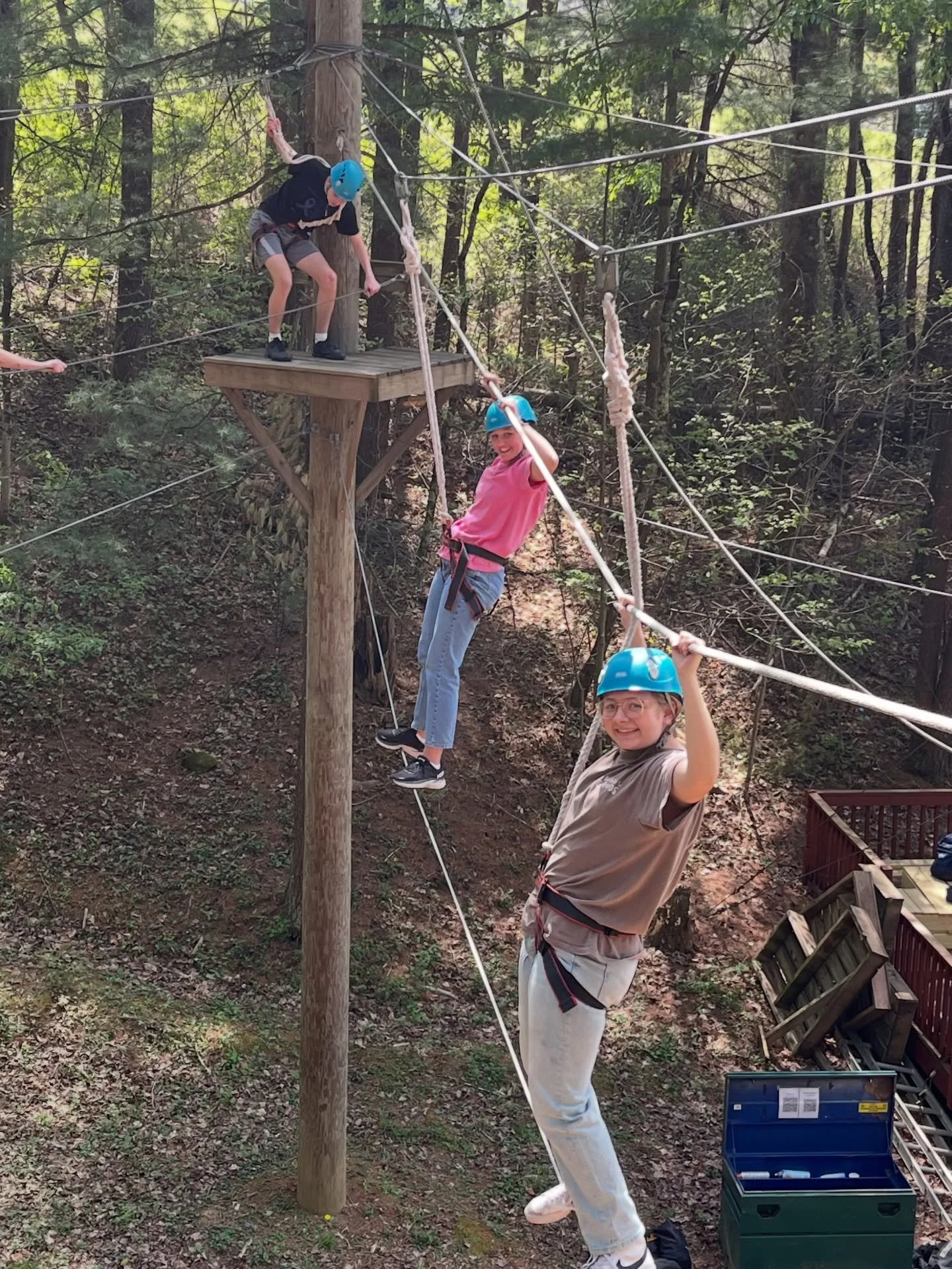 Students who attended @abcadmissions IMPACT preview this past weekend had the opportunity to tackle the High Ropes Course with us! 🪢

Have you unlocked all 30 challenges on this adventure yet? We&rsquo;d love you see you and your group on the High R