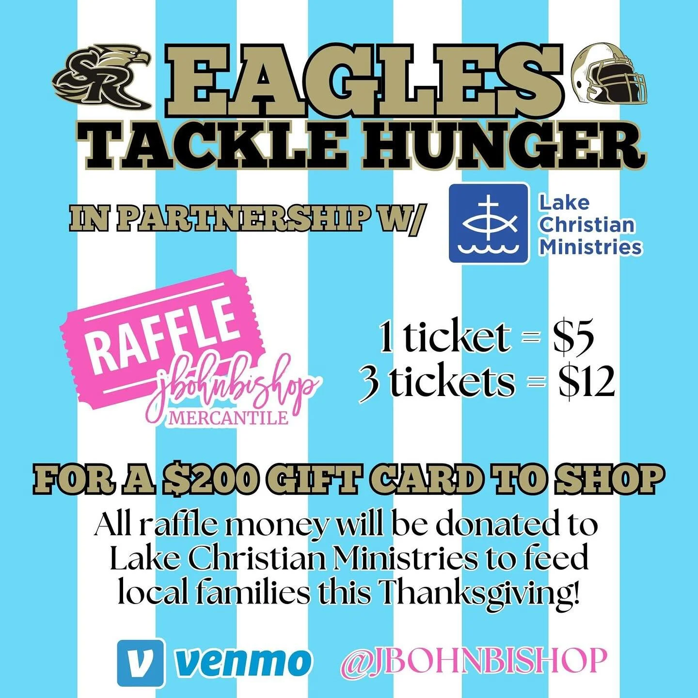 In partnership with Staunton River Youth Football and Lake Christian Ministries (LCM), we&rsquo;re spreading the word about local hunger! 

This Saturday, the Eagles are hosting the Seminole District Youth Playoffs at Staunton River! LCM will have th