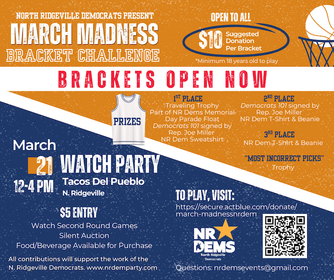 Watch Party March Madness Bracket Challenge NR Dems