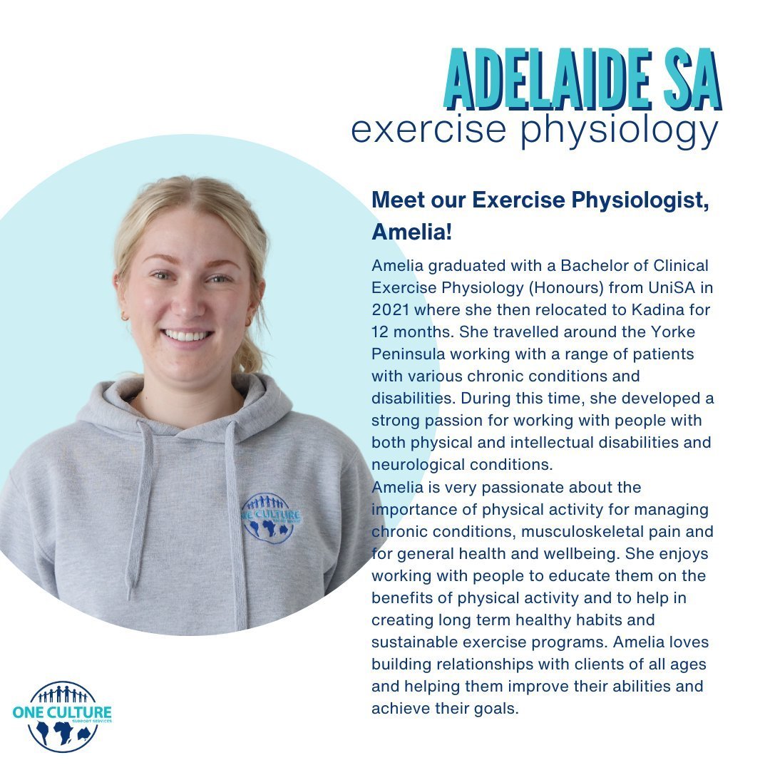 🌟 Looking to optimise your physical health and wellness journey in Adelaide, South Australia? Look no further! 🌟

Introducing One Culture's Allied Health Services, where we prioritise your well-being through specialised Exercise Physiology with Ame