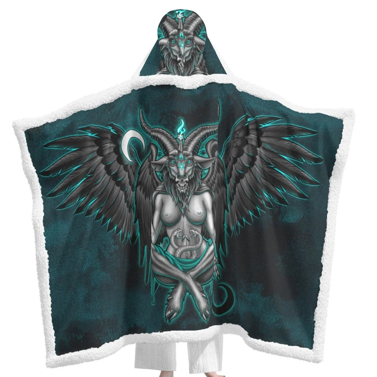 Baphomet Hooded Blanket with Hand Pockets
