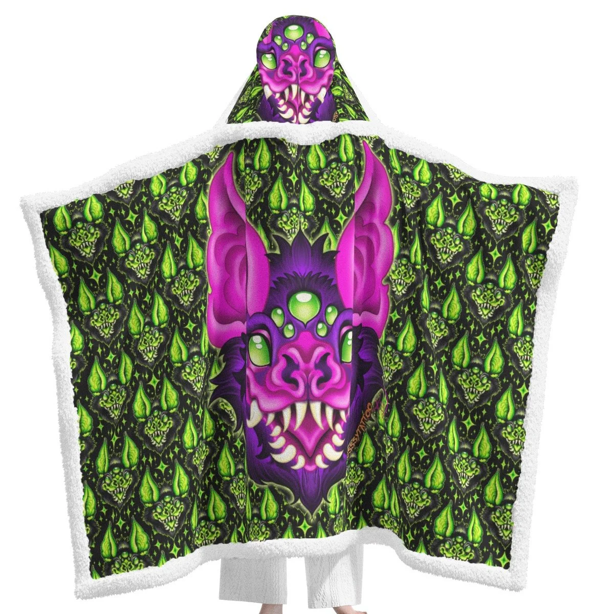 Bat Hooded Blanket with Hand Pockets