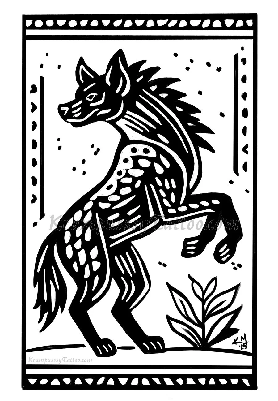 ajaba werehyena world of darkness werewolf the apoicalypse ink drawing