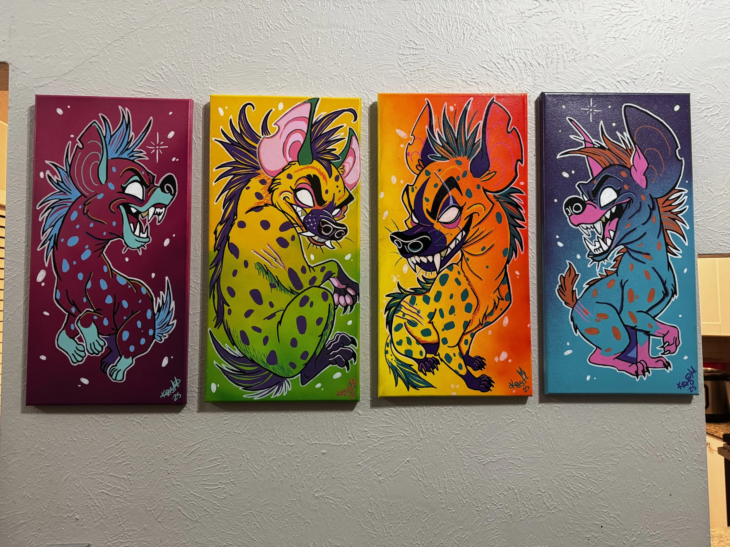 acrylic hyena paintings