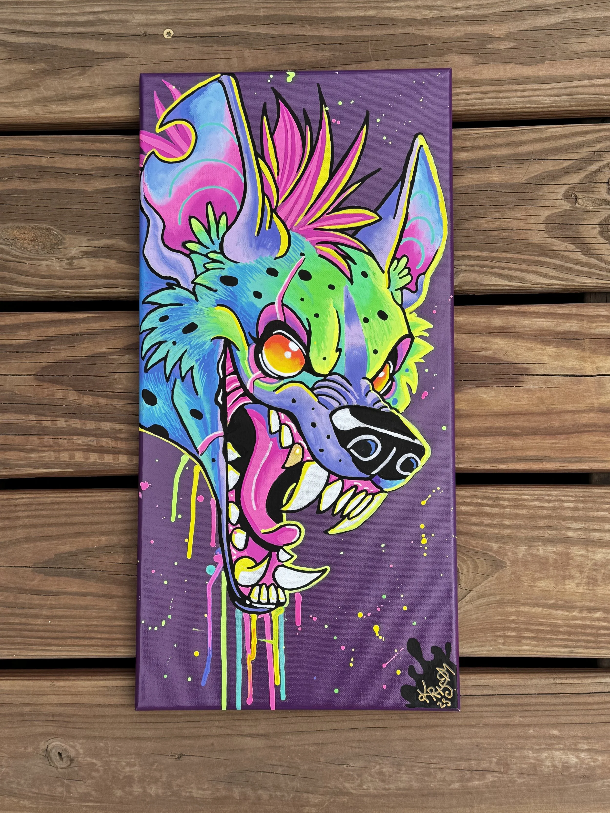 neon posca hyena painting