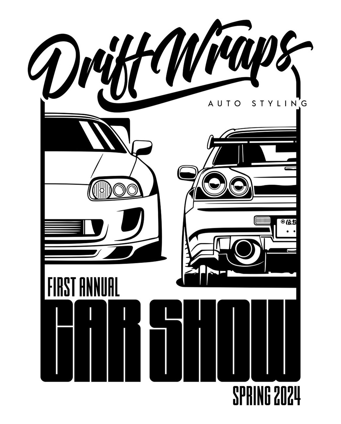 Saturday May 25 from 9am to 2pm at Drift Wraps in Rancho Cordova.

Come by our shop in Rancho Cordova for drinks, music, fun activities and of course, some cars!

We&rsquo;ll be having a one of a kind designed t-shirt, which will be live printed by t