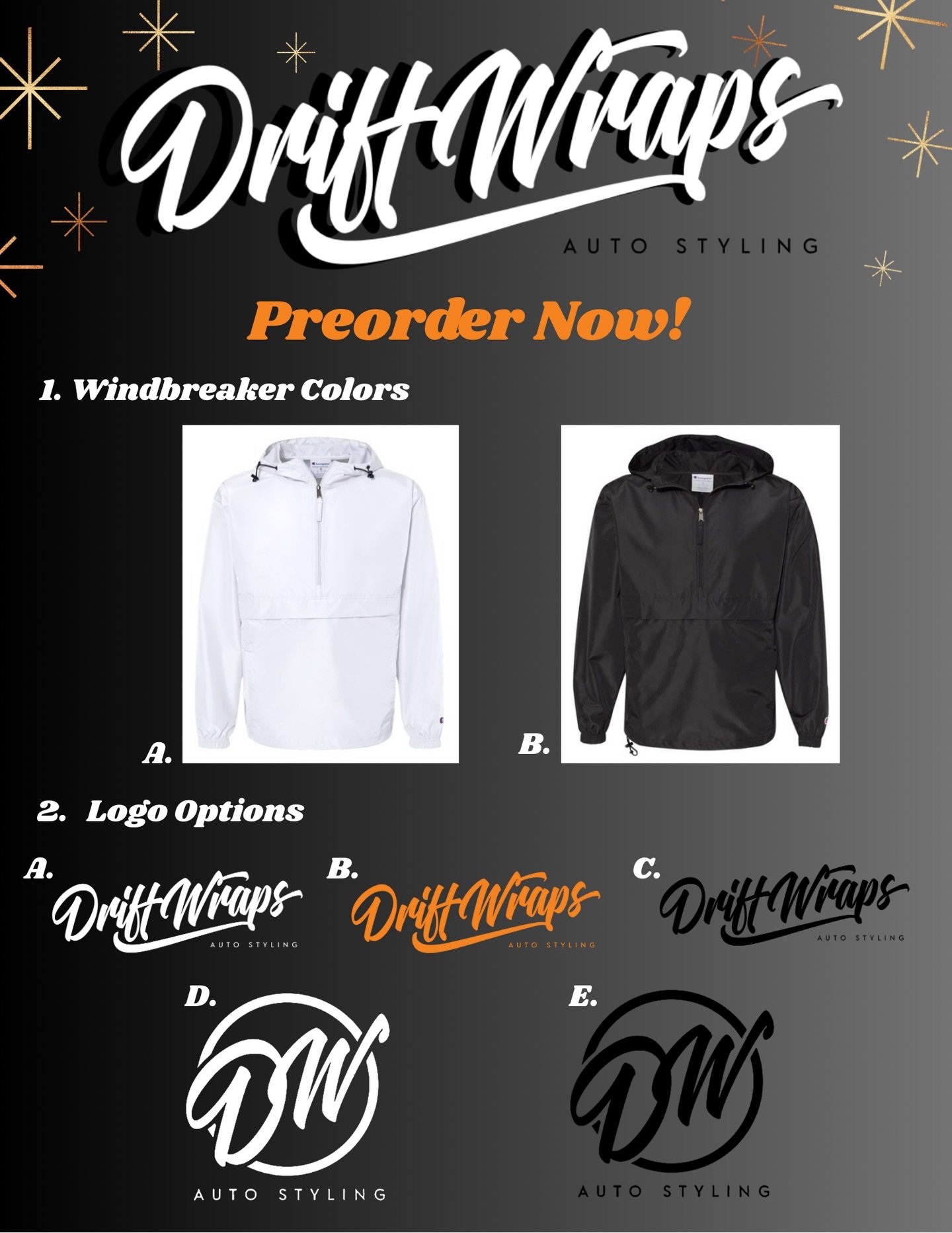 Our new Drift Wraps Windbreakers are officially here for pre-order. Designed for the track, styled for the street.
Pick your kit:

⚪️ Arctic White or ⚫️ Midnight Black
🔥 Two different logo styles to choose from.
How to secure yours:
1️⃣ Pick your co
