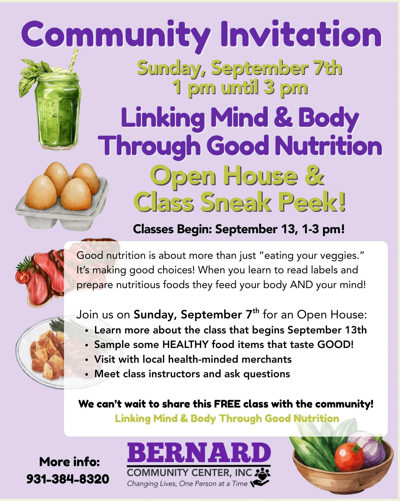 Linking Mind & Body Through Good Nutrition – Open House & Class Sneak Peek