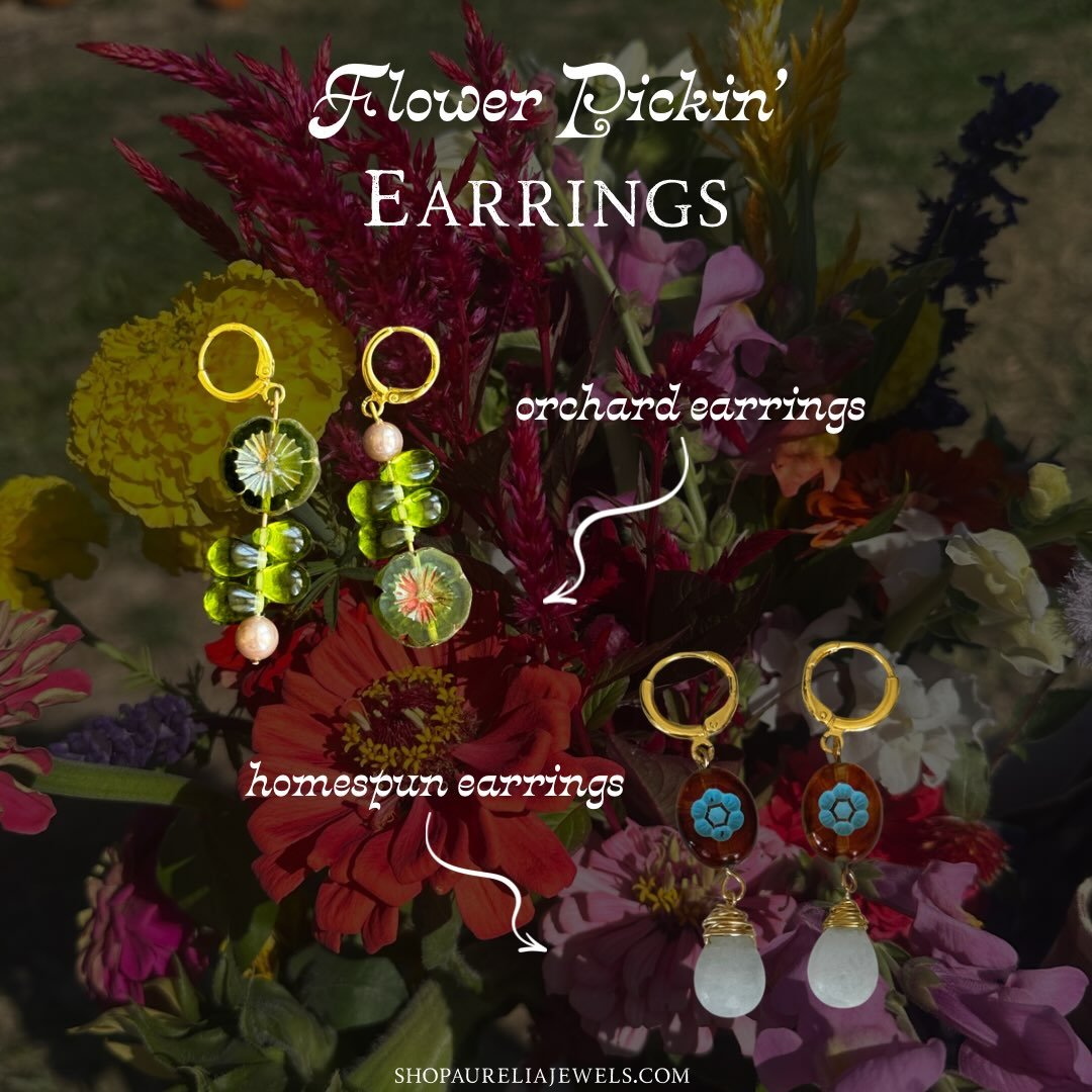 don&rsquo;t trick yourself, treat yourself! fall styles are available on my website 🍬🍁🍃🌀 more fall inspired jewelry, including necklaces and pins, are coming soon &mdash; stay tuned! 🍄🍂✨