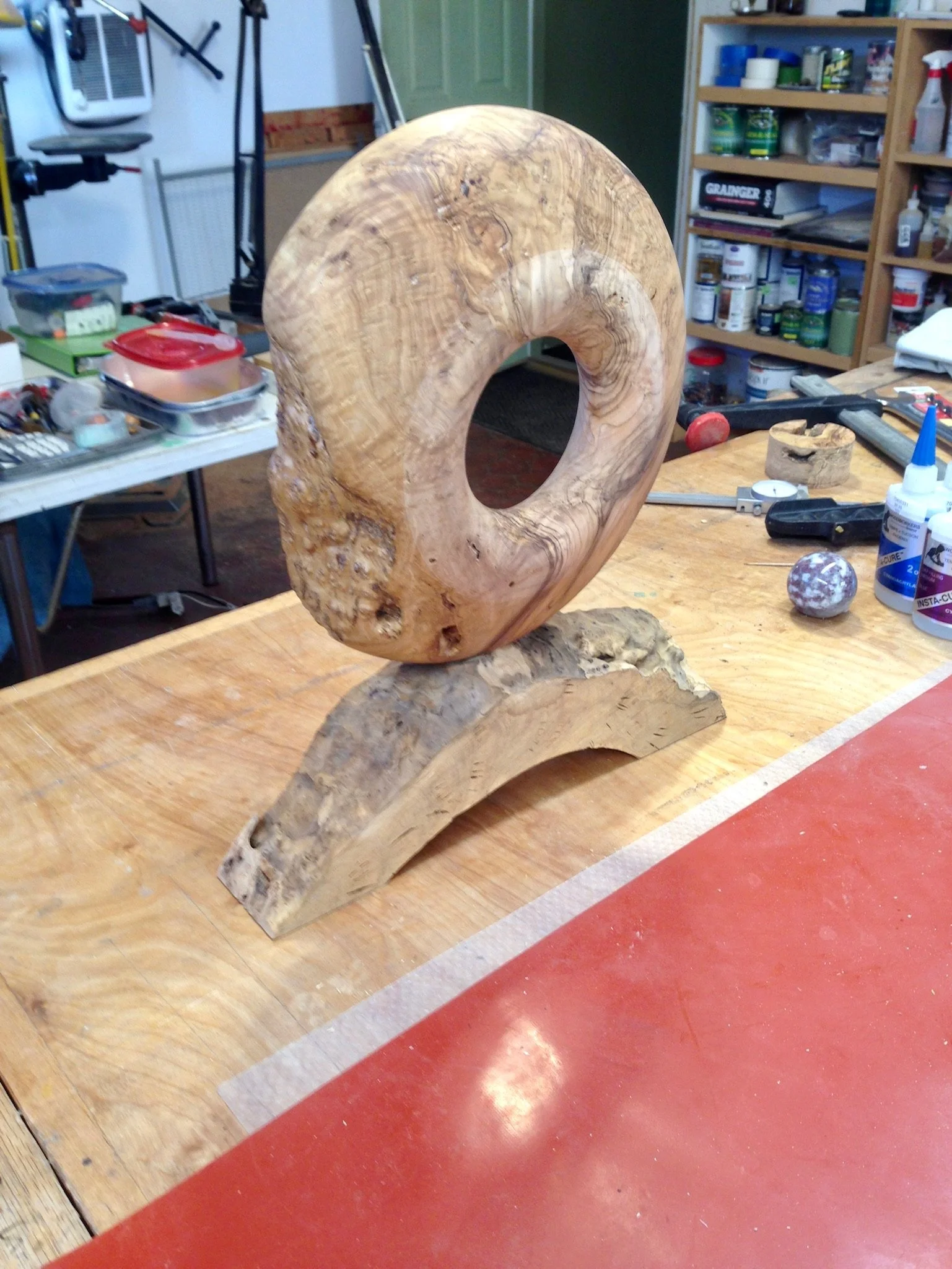 A piece in progress in the wood shop