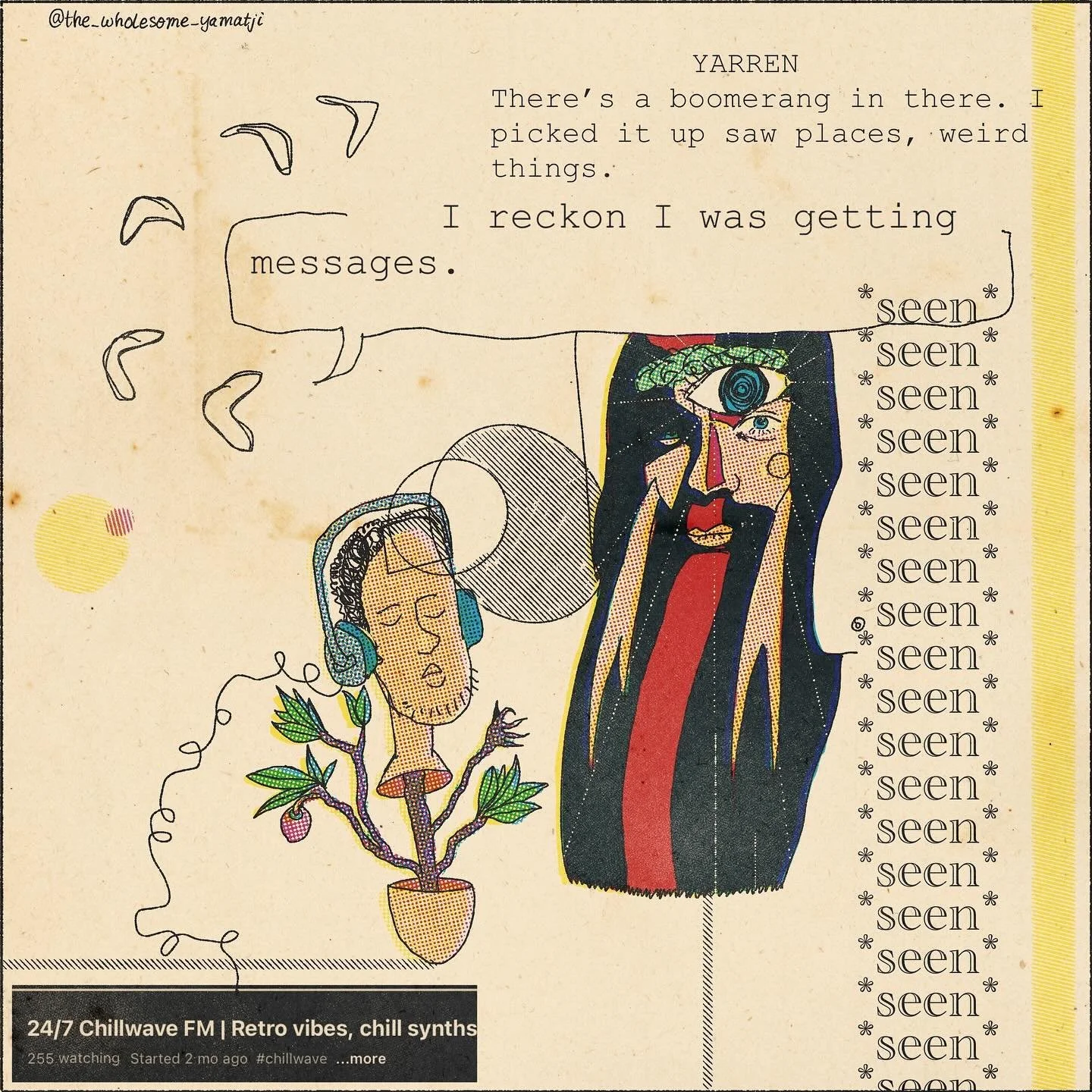 Abstract original #??

Isung buk suk 

Here&rsquo;s a unique one with some context. My brother @thezacmjames wrote a short film called &lsquo;Marlu Man&rsquo;.
He sent me the script and prompted me to come up with an abstract from that. I haven&rsquo