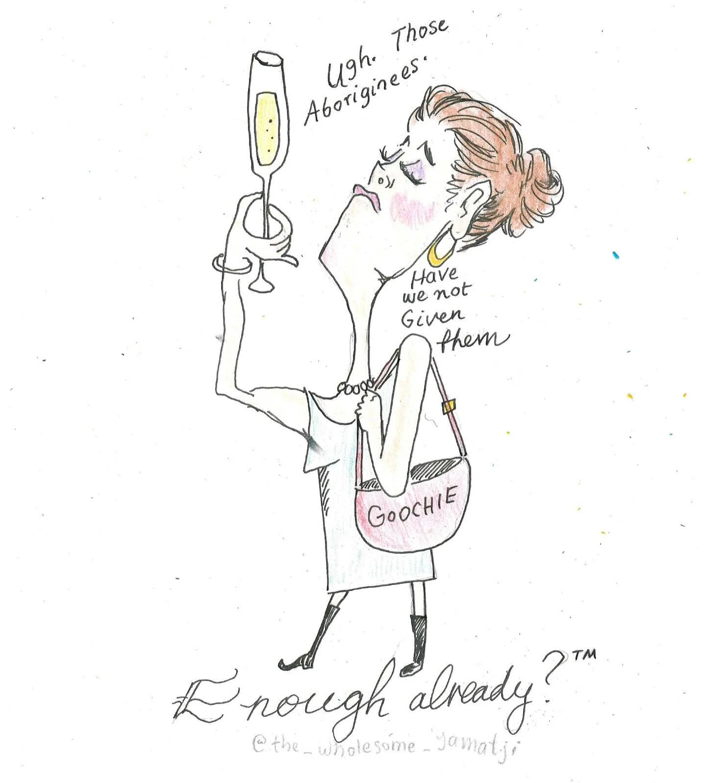 Penelope then proceeded to do an acknowledgement of country to absolve herself of her sins and then called it a day.

&mdash;

I&rsquo;m back to drawing. This time with actual pencils. Never thought I would but here we are. It&rsquo;s actually pretty