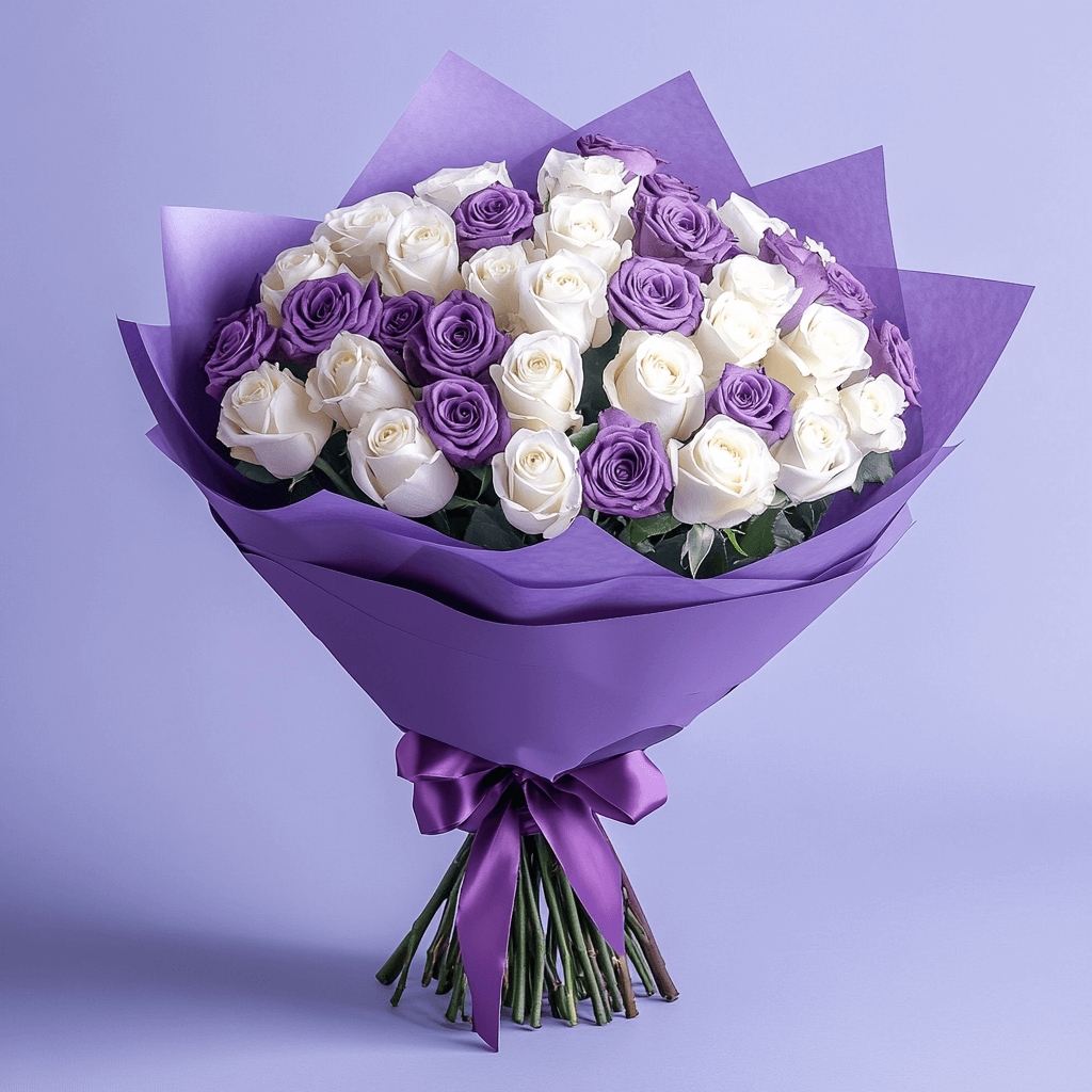 Premium Purple and White Roses bouquet — purple and white roses — same-day delivery in Staten Island