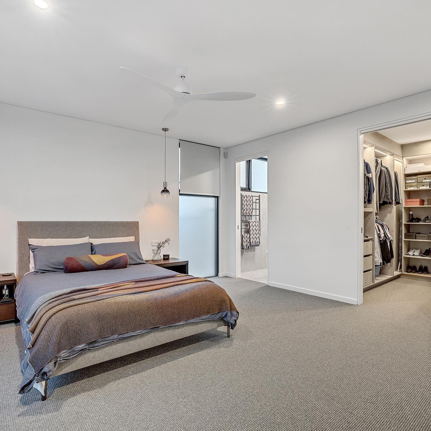 The master bedroom; ensuite &amp; walk in wardrobe. 

Simple furniture, pendant lights, generous space &amp; coordinated tones all necessary to maintain a streamlined minimalist aesthetic. 

www.innerwestinvestments.com.au