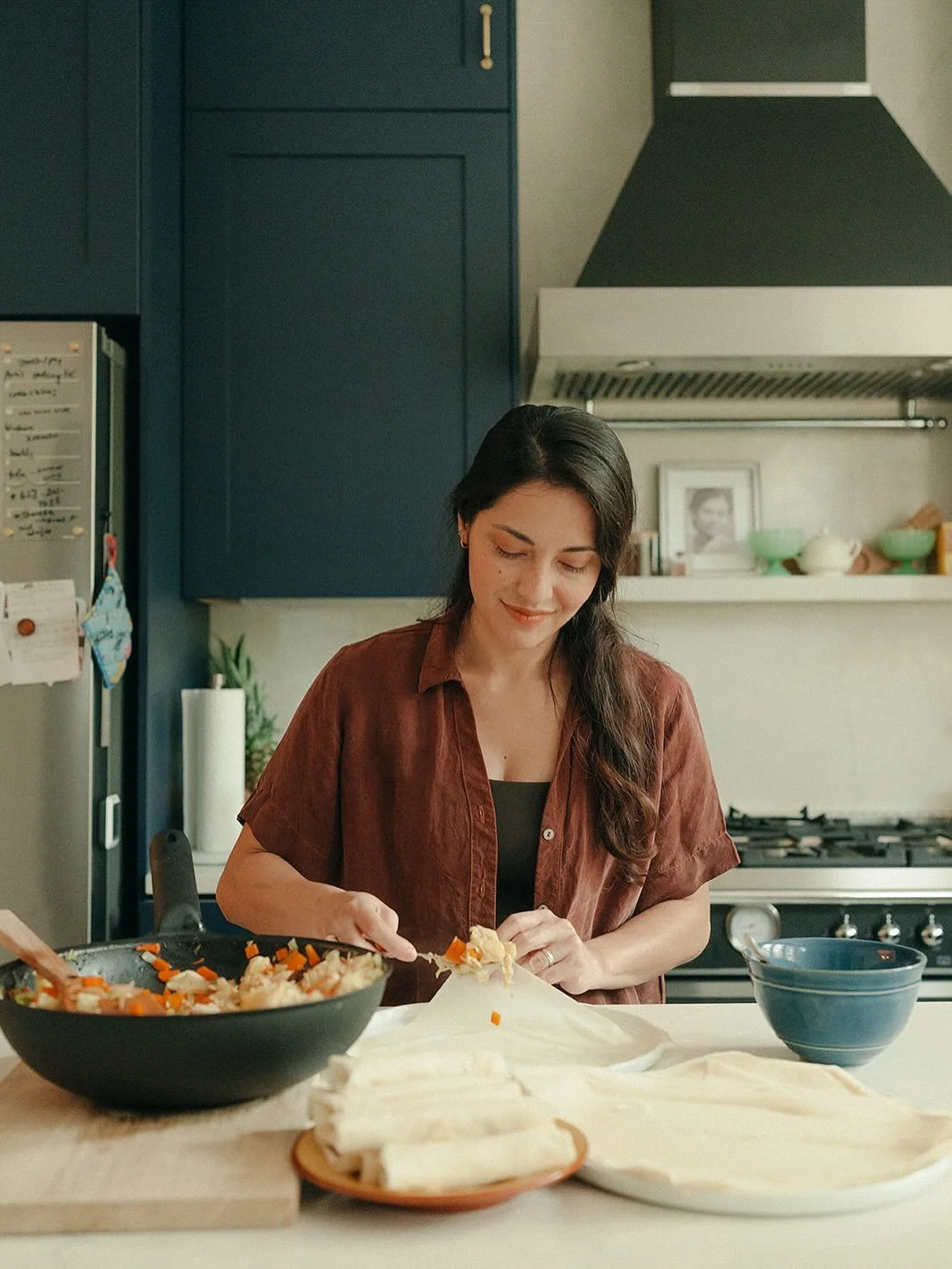 Ava making spring rolls in her beautiful kitchen. 

I loved photographing the simplicity of these. A few ingredients put together with a lot of care.