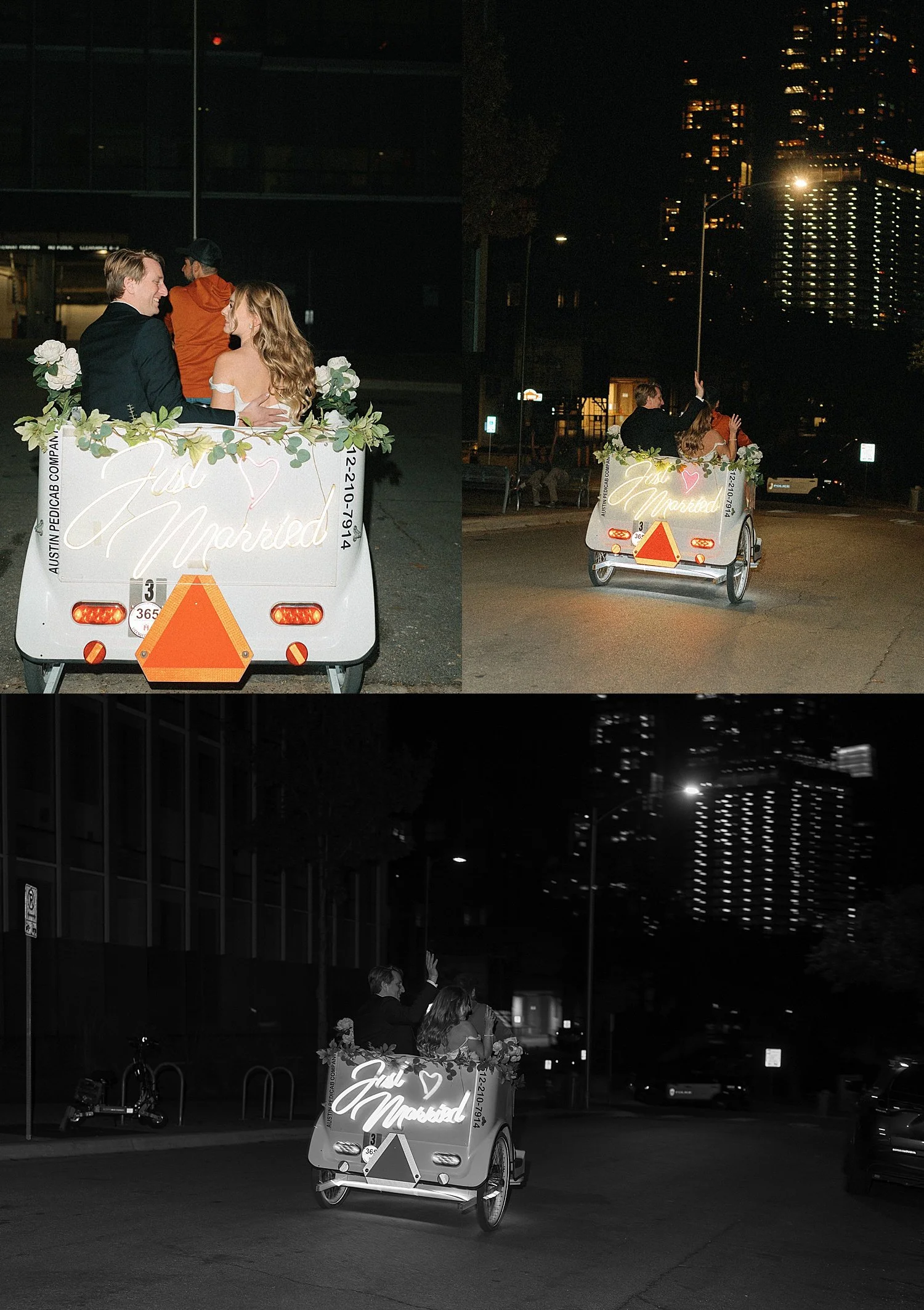  vintage car pulls away from venue with newlyweds by Jessica Joseph Photography 