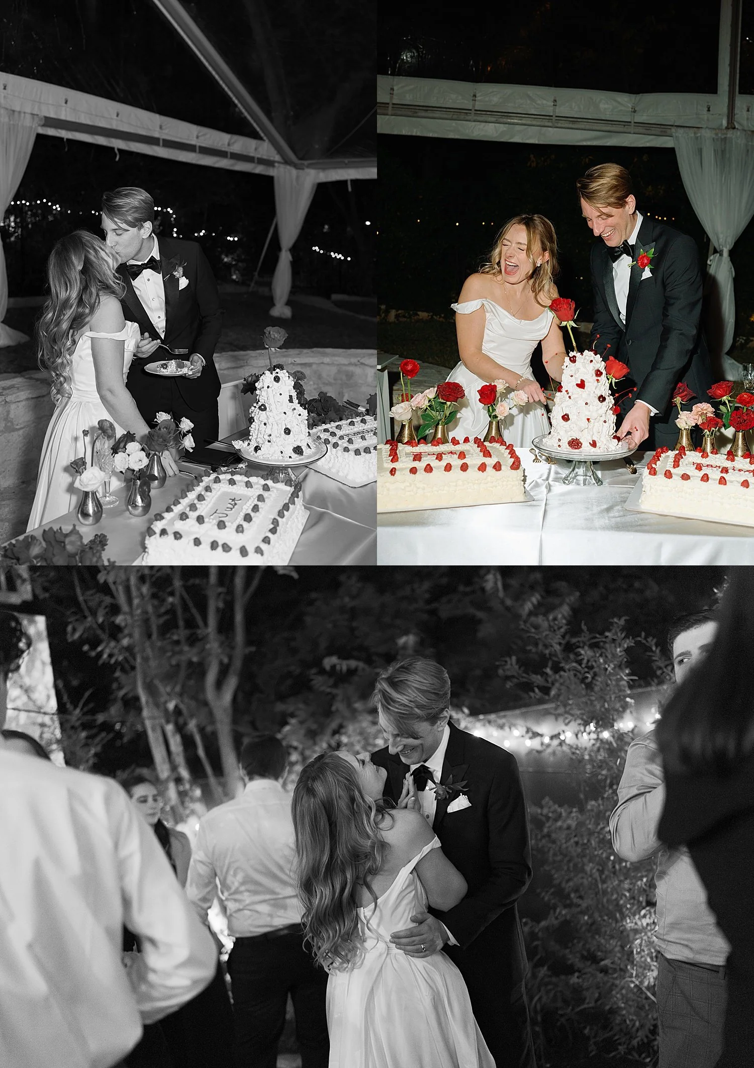  man and woman cut the cake at their phantom-inspired reception by Jessica Joseph Photography 
