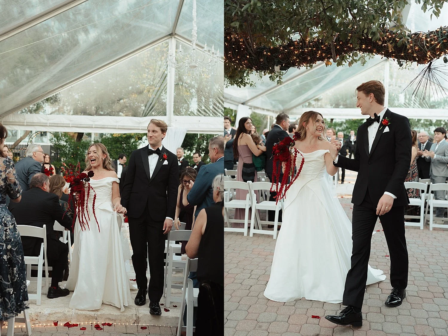  newlyweds walk down the aisle after saying I Do at The Allan House 