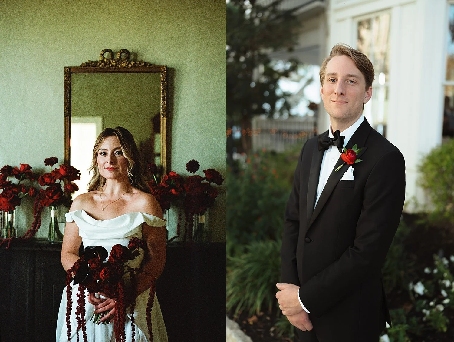  bride and groom stand inside historic house before their big day by Austin wedding photographer 