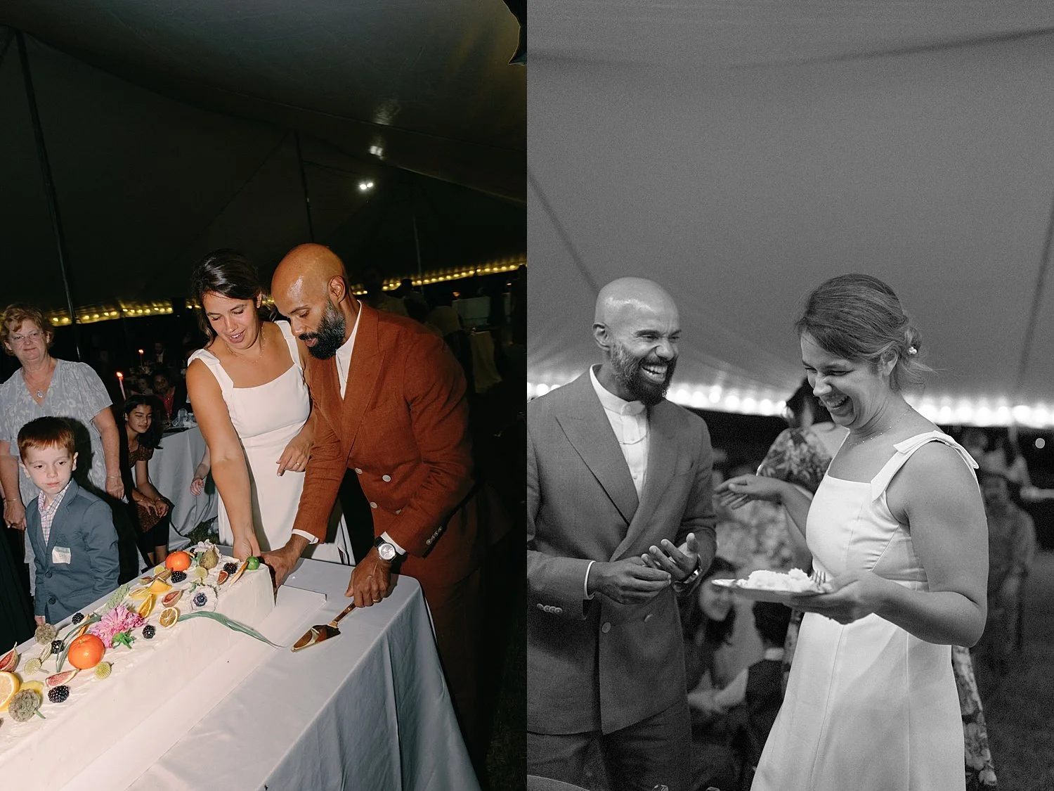  newlyweds cut the cake at the reception by Jessica Joseph Photography 