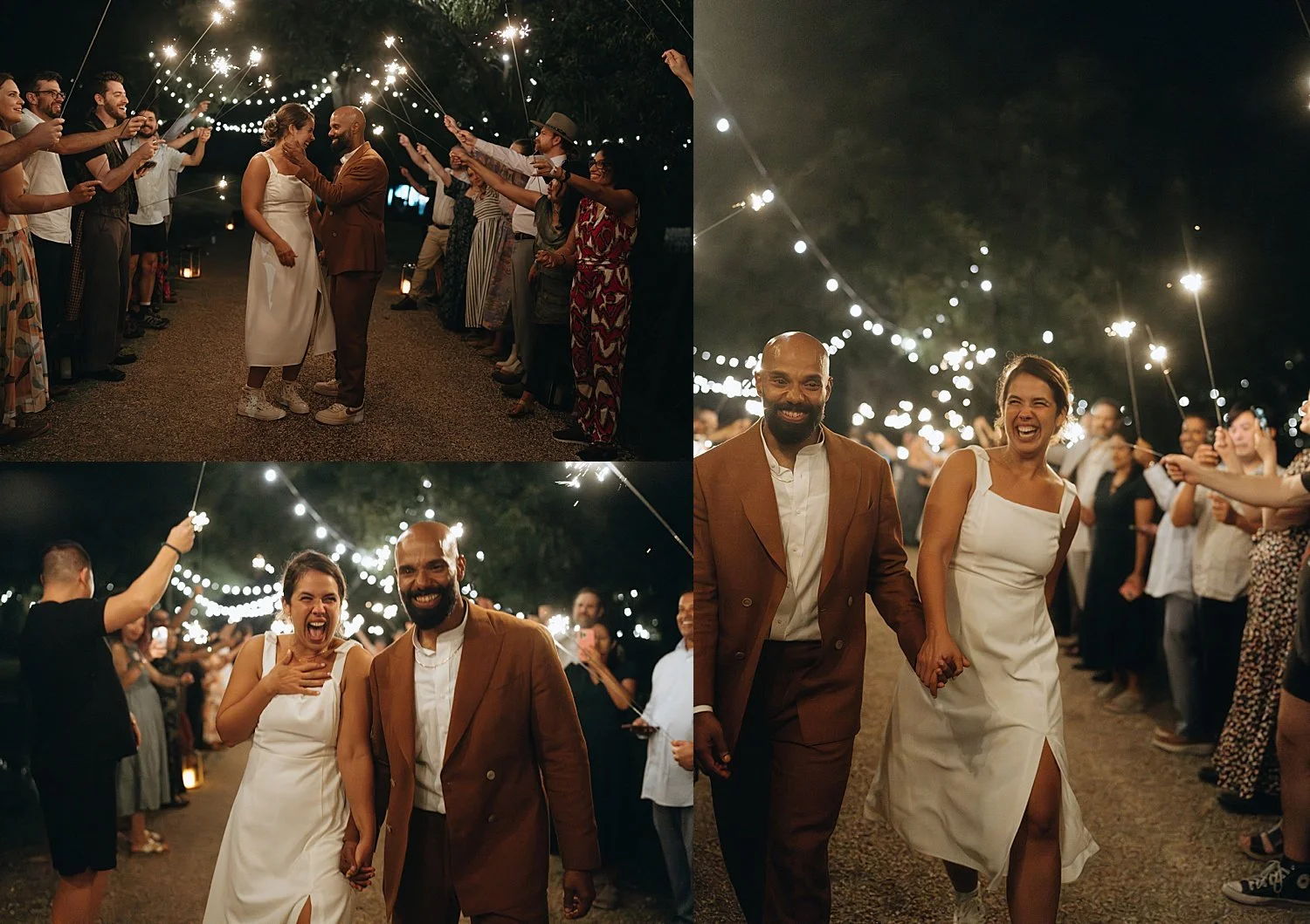  man and woman walk through their sparkler exit by Jessica Joseph Photography 