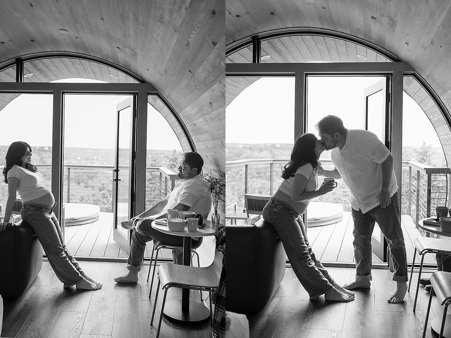  couple share a kiss across oval room by Jessica Joseph Photography 