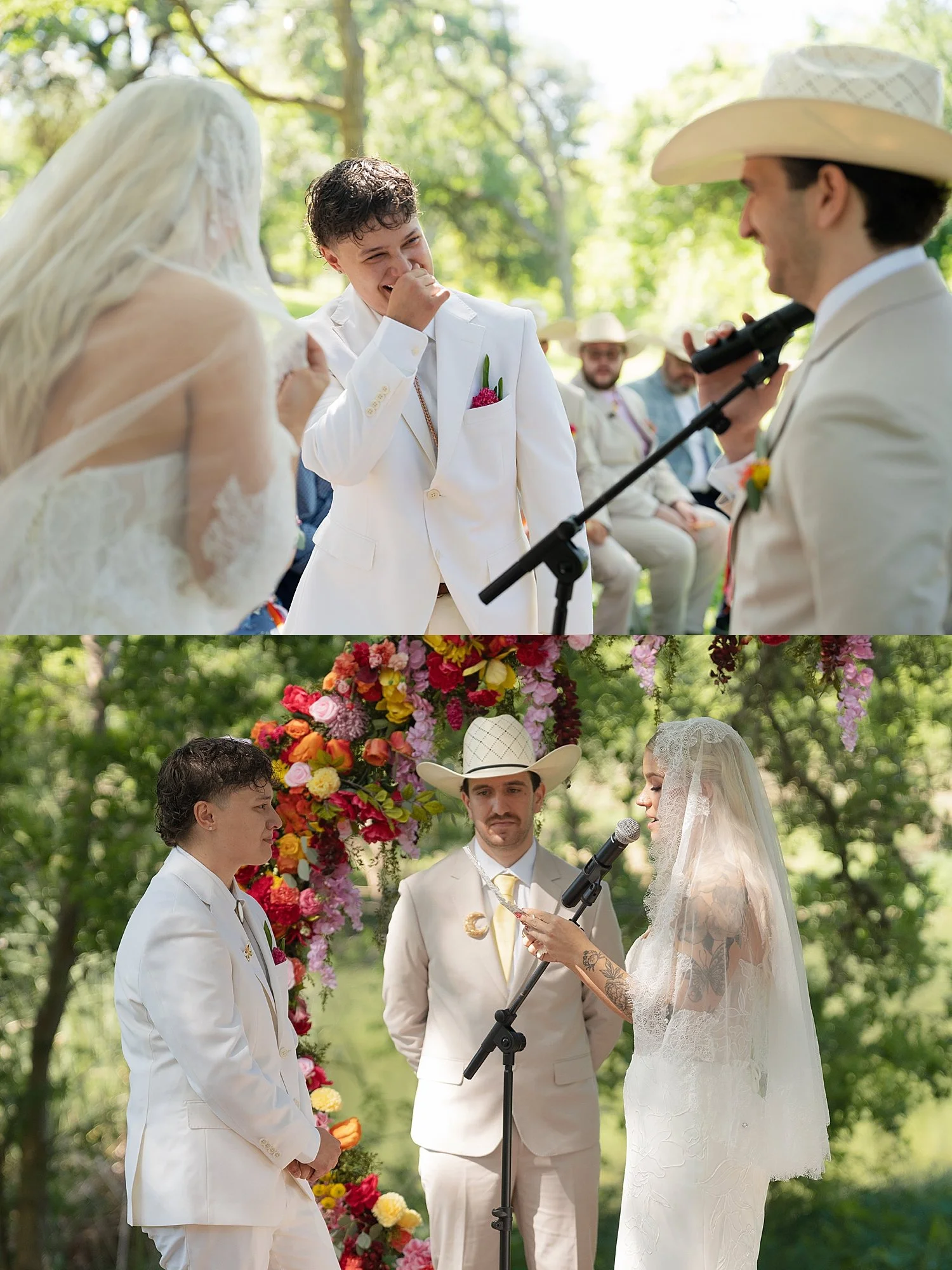  brides read vows at outdoor alter by Jessica Joseph Photography 