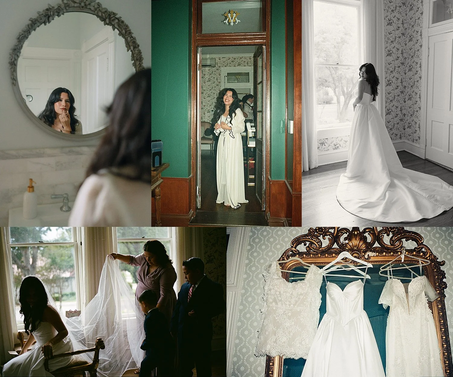  woman in white gown gets ready for big day by Austin Wedding Photographer 