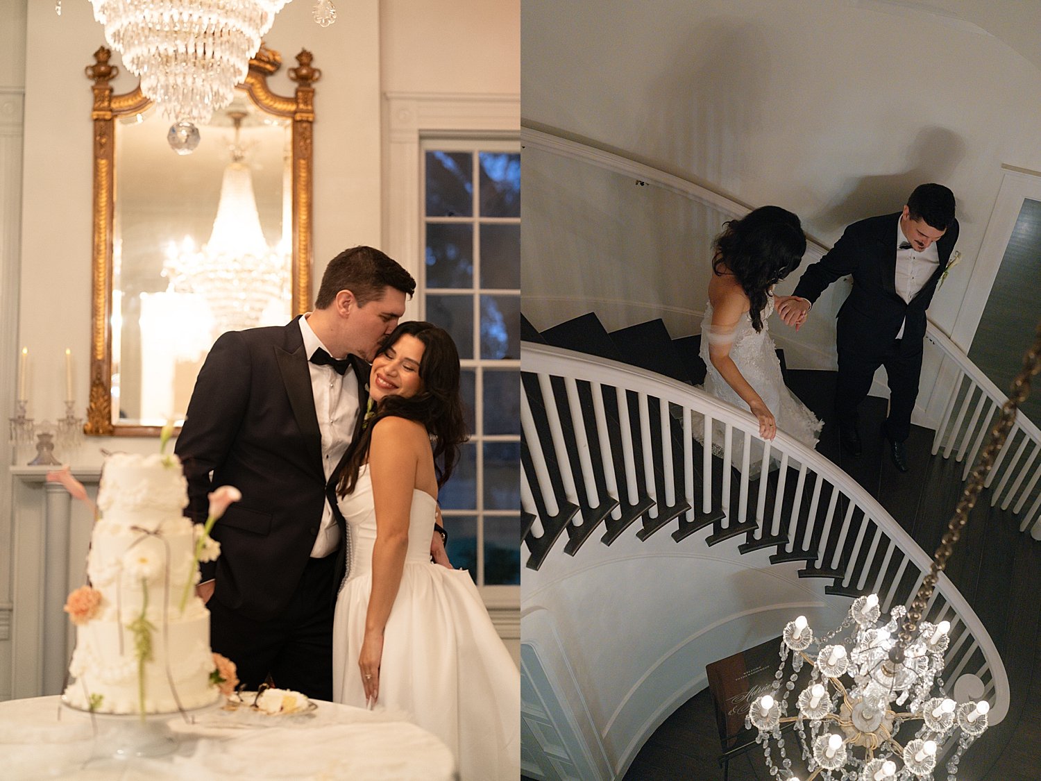  man leans over to kiss woman during cake cutting by Jessica Joseph Photography 