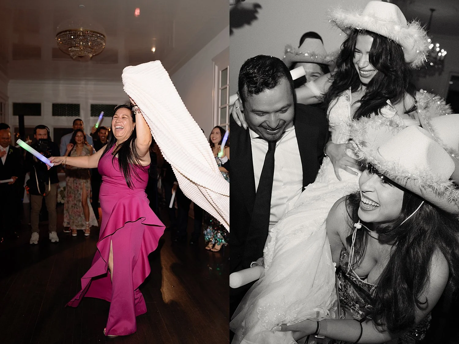 guest in pink dress dances at reception by Jessica Joseph Photography 